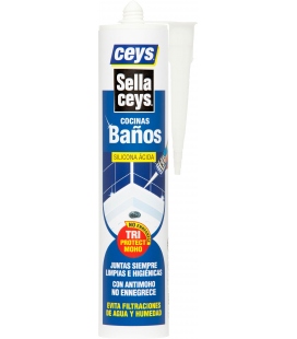 Ceys - Silicona baños y cocinas - Antimoho - Color blanco - 280ML