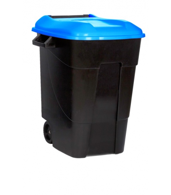 Contenedor de basura con ruedas negro tapa azul 100 LT. TAYG