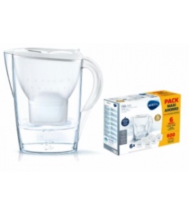 Brita Marella Jarra Purificadora Blanca con Botella Inoxidable + 2