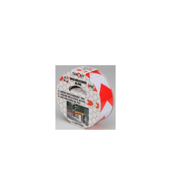 Cinta adhesiva señalización reflectante PVC 50MMx33MT rojo/blanco. TARGET