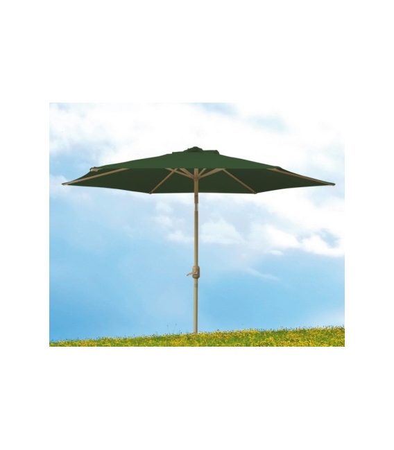Parasol Jardín 2,70Mt Aluminio Verde  Sin Faldón Rotación Superior Tubo 38mm. NATUUR