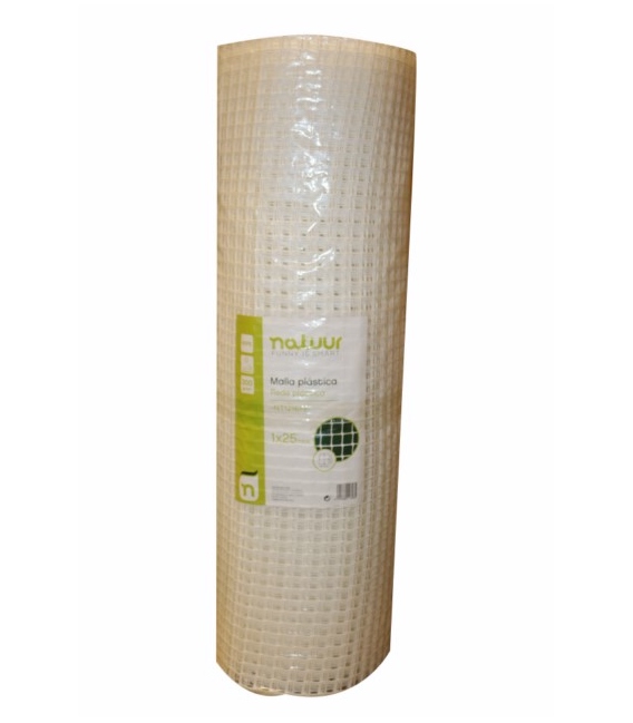 Malla cuadrada protección 1x25mt blanco. NATUUR