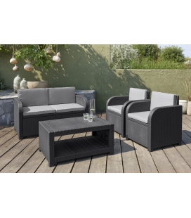 Set Balcon con Mesa Luzon de Grafito + 2 Sillones - Iowa. Gris