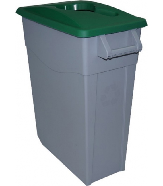 Contenedor de basura con ruedas tapa verde 65LT. DENOX