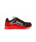 Zapato de seguridad T46 negra/roja microfibra cuero. SPARCO