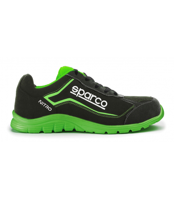 Zapato de seguridad T38 negra/verde microfibra/cuero. SPARCO