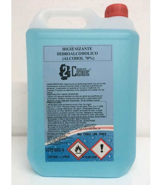 Limpiador desinfectante hidroalcohólico 5Litros 2CASILLAS