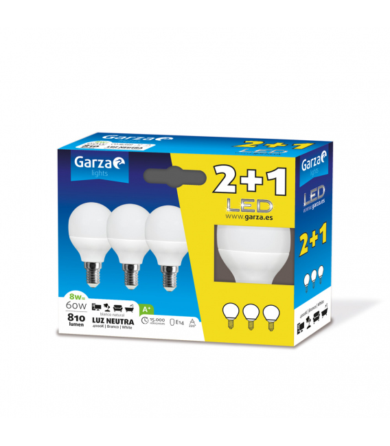 Lampara LED esférica E14 8W 810LM. GARZA