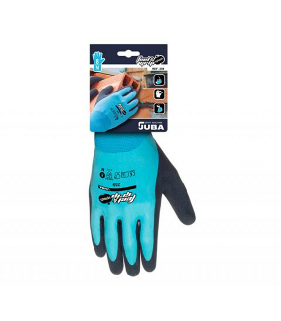 Guante metálico XL10 azul gris Nylon Látex FEEL AND GRIP SPLASH. JUBA