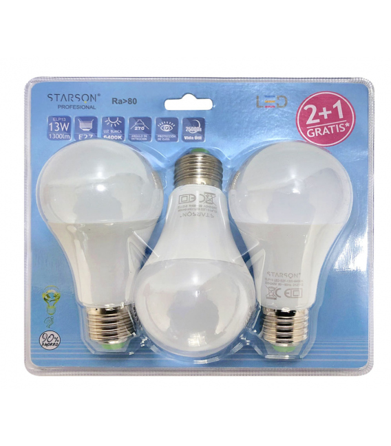 Lámpara LED estándar E27 13W 3 pz. STARSON