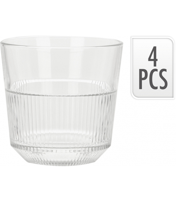 Vaso mesa cristal 270 ml Rocas 4pz. KOOPMAN