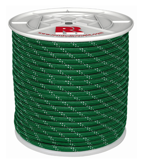 Cuerda trenzada poliéster con alma color verde ø 1,4 cm. ROMBULL
