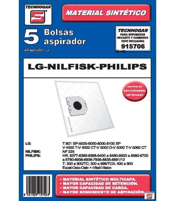 BOLSA ASP LG-NILFISK-PHILIPS 5 PZ 915706