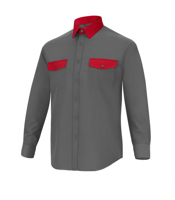 CAMISA M LARGA GRIS ROJO 38 P1