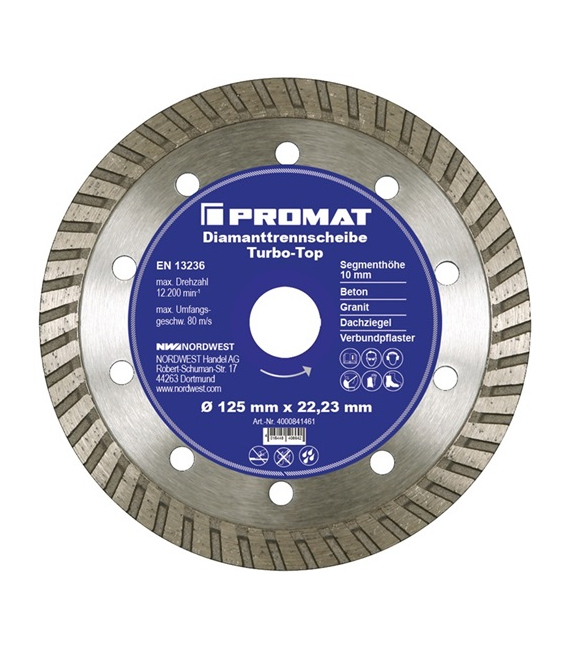 isco de corte diamantado dim. 300 mm Perforación 25,4 mm.  PROMAT