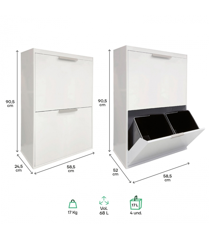 ⇒ Cubo de reciclaje goro 4 compartimentos ecologico blanco ▷ Precio. ▷  Comprar con los Mejores Precios. Ofertas online