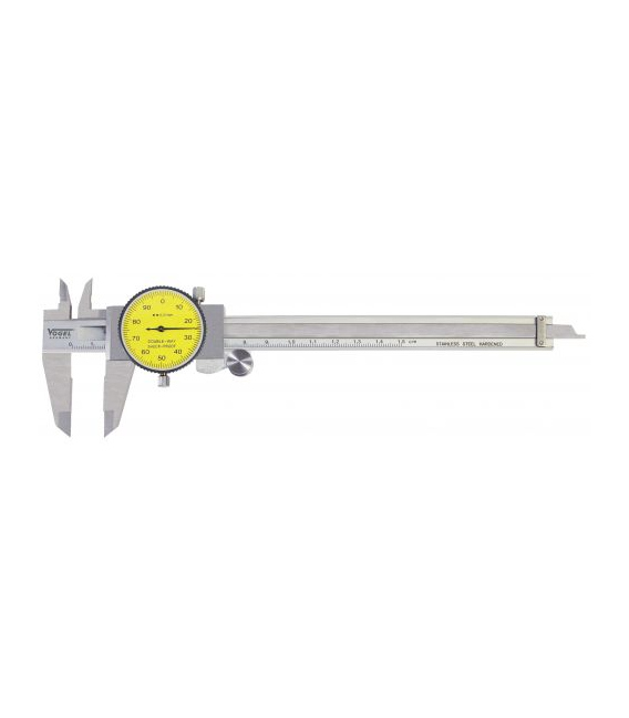 Calibre pie de rey con comparador DIN 862, Capacidad util 150 mm, Boca 40 mm, Lectura 0,01 mm