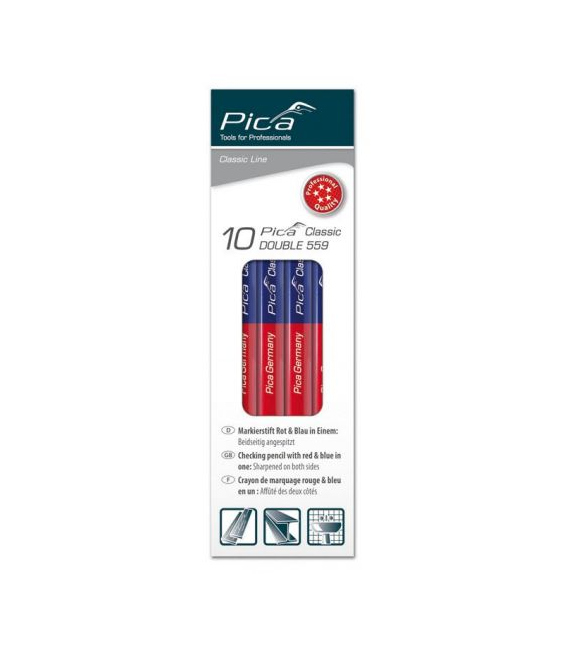 10Caja con 10 lápices de doble punta roja y azul