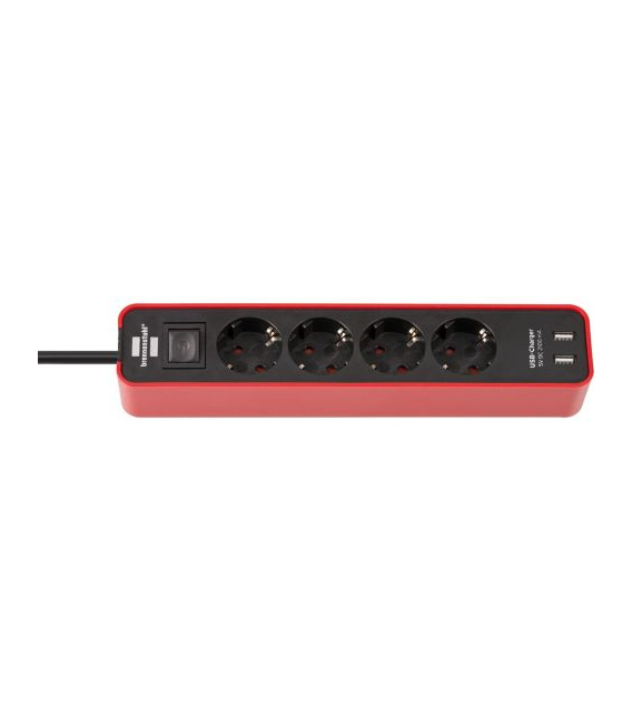 Base múltiple Ecolor con diseño compacto y puertos USB (color rojo/ negro)