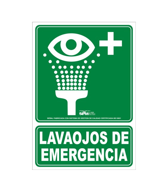 Señal lavaojos de emergencia PVC clase B