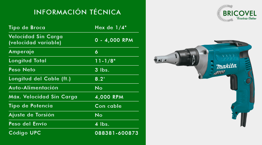 Makita FS6300R atornillador pladur 6.000 rpm » Pro Ferretería